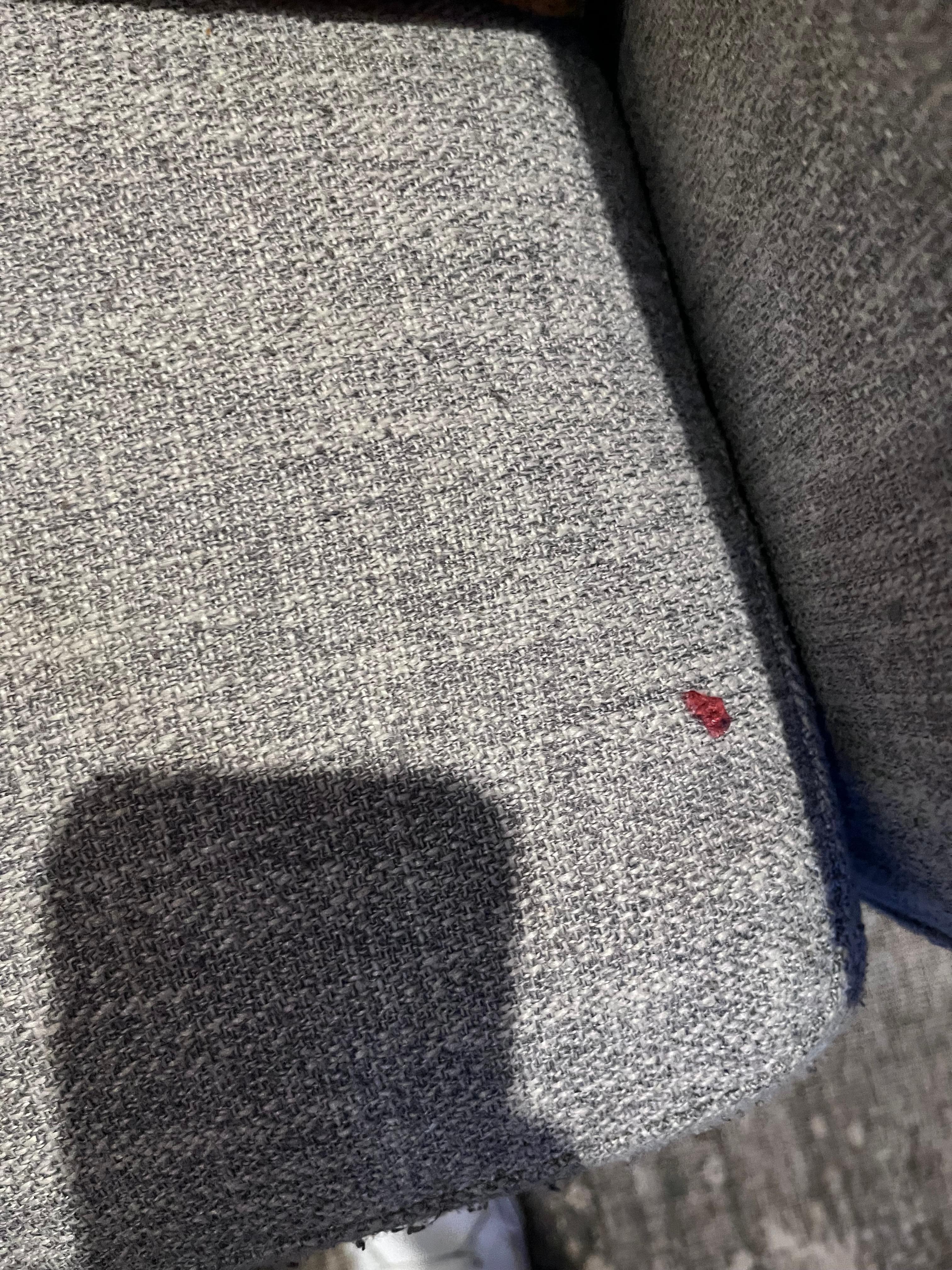 Candy stuck to couch even after housekeeping was done 