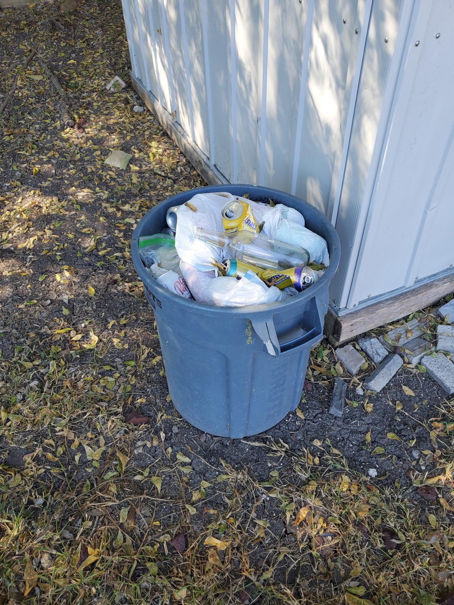 Full trash can when we arrived