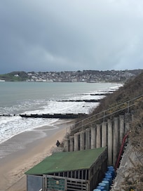 The view from the hotel steps to the beach.