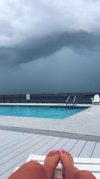 Pool was perfect with chairs and umbrellas