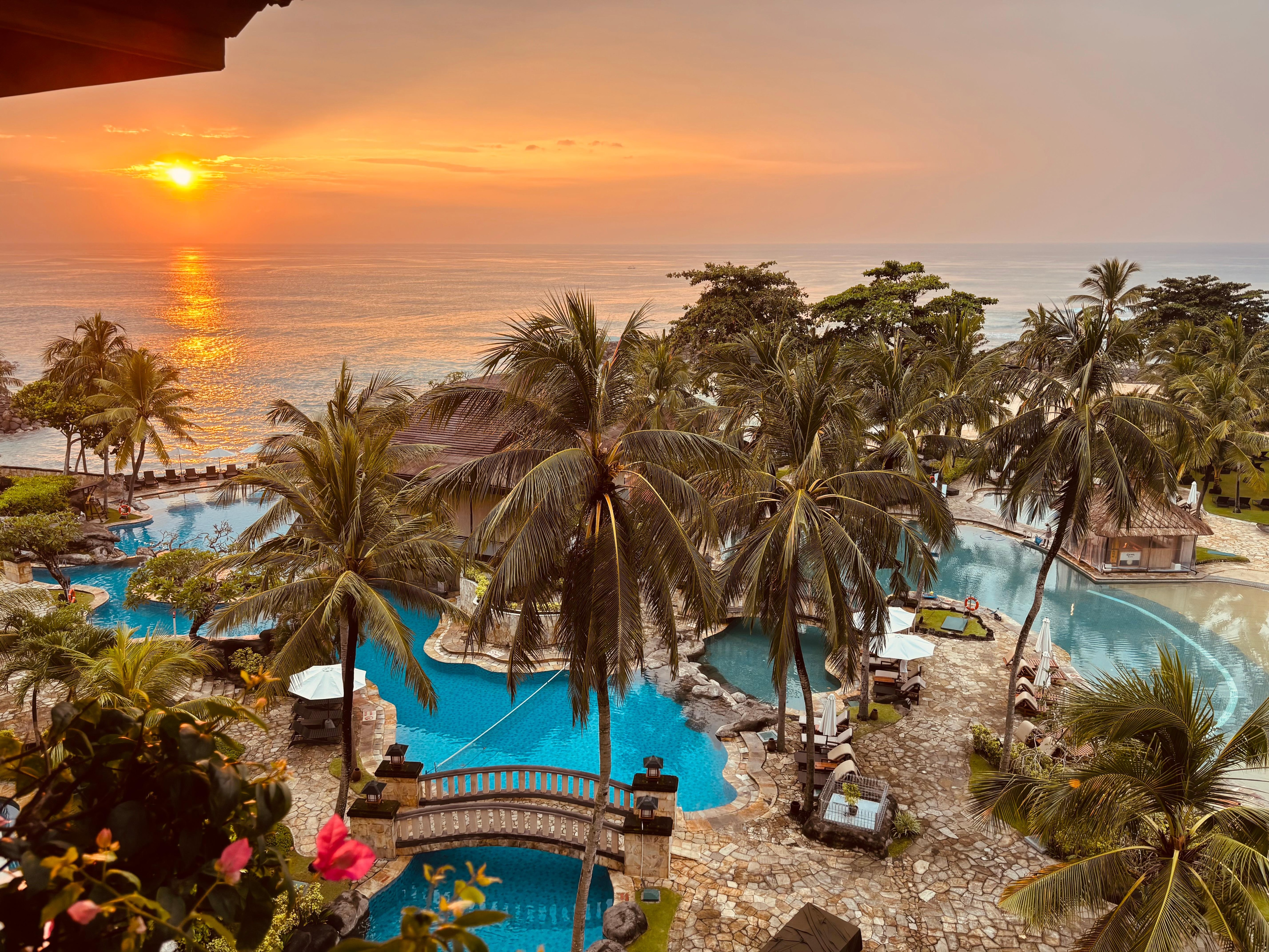 sunrise at 6:30am from our balcony on 6th floor of the cliff tower