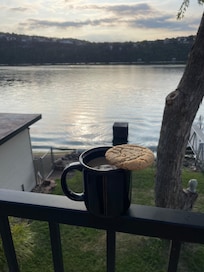 I enjoyed coffee and a cookie on the fenced in upper balcony area.