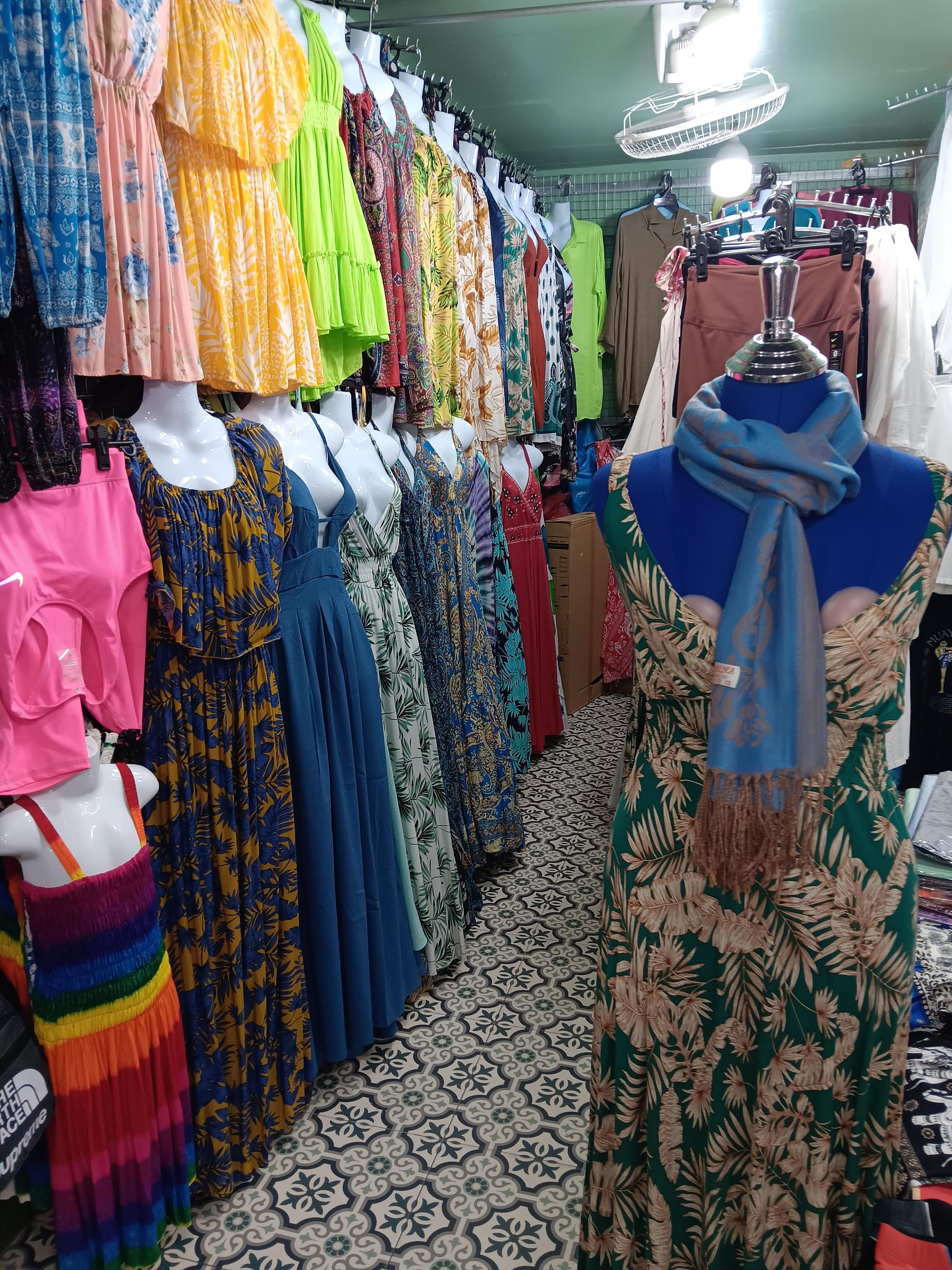 Go left around the corner you will find all Thai clothing, I loved it