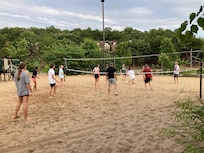 We played a lot of sand volleyball and did a lot of swimming. Only one block from the house, which was a huge blessing.