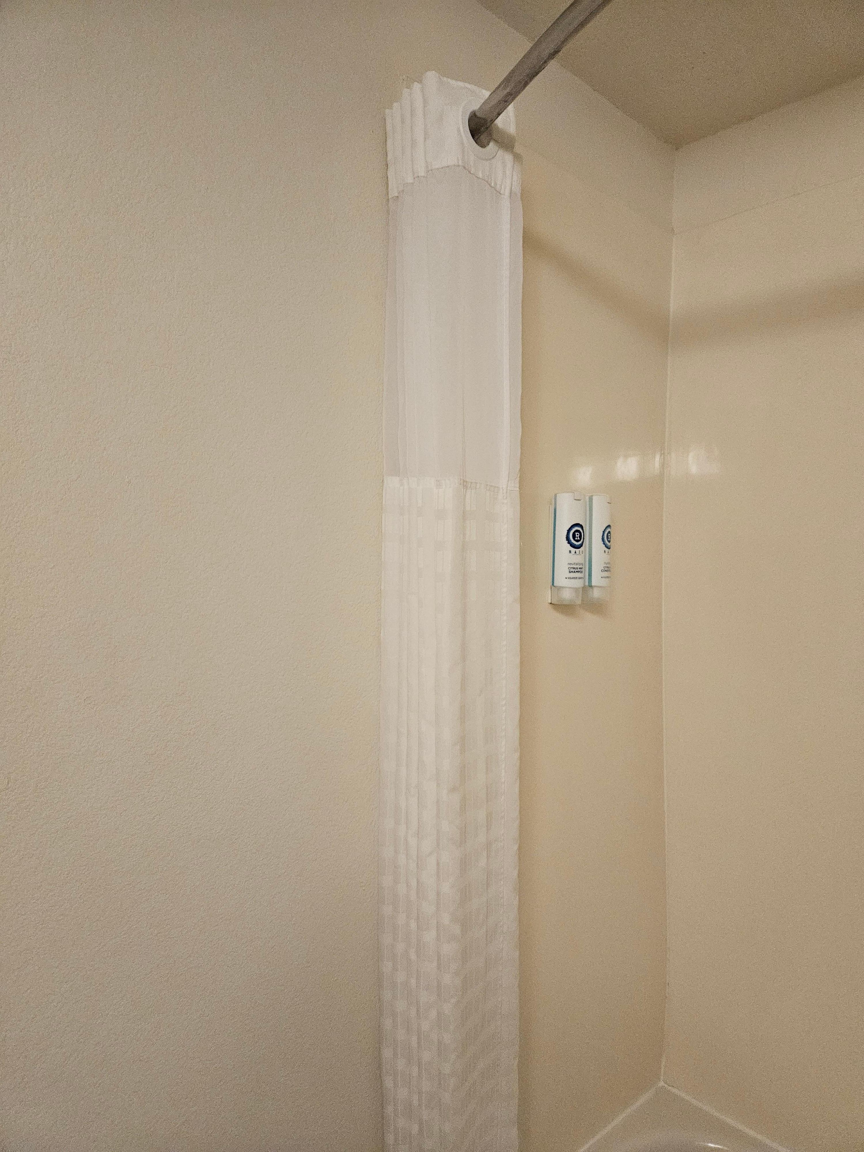 Perfectly ironed shower curtain.