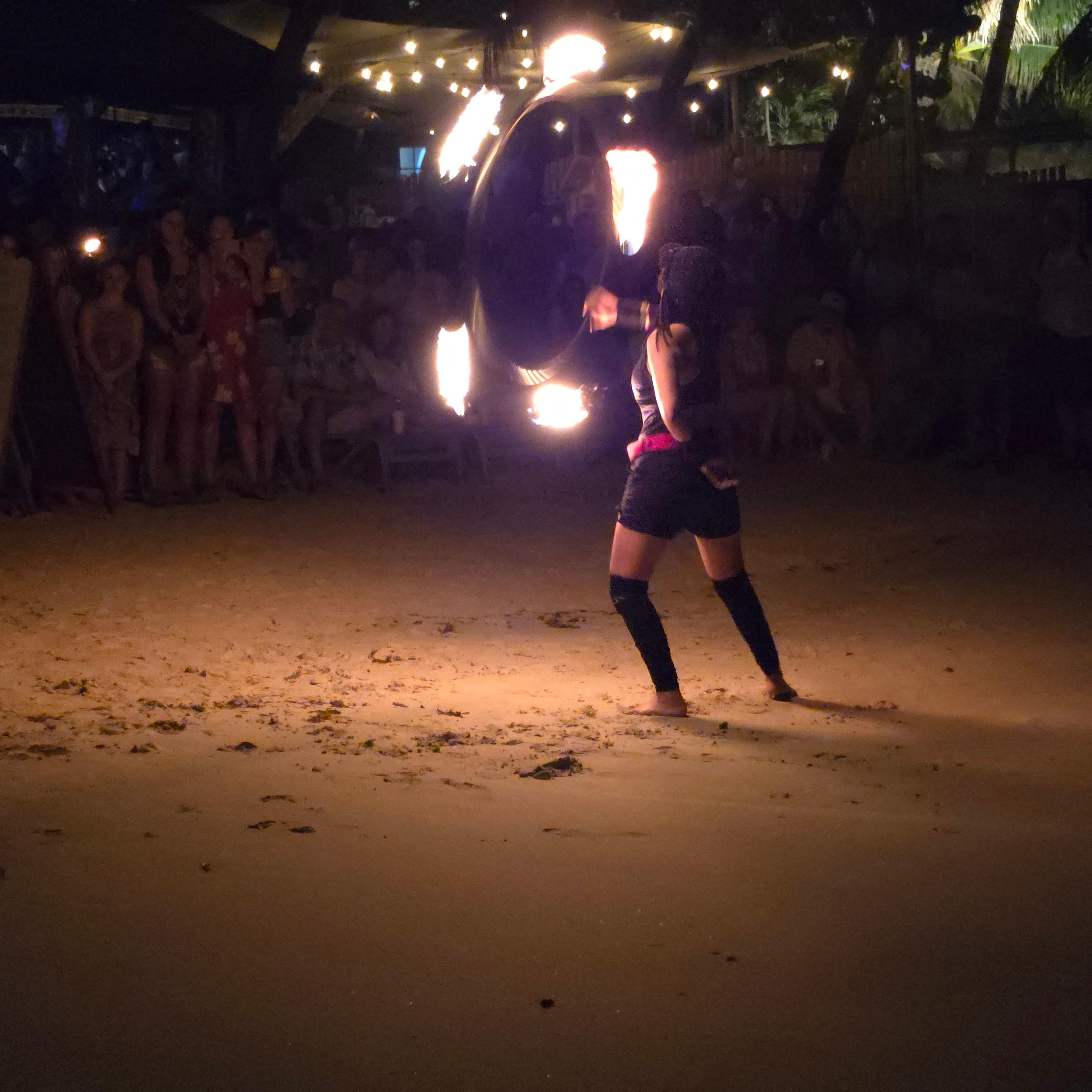 Fire show on beach