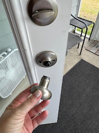 Broken door handle.