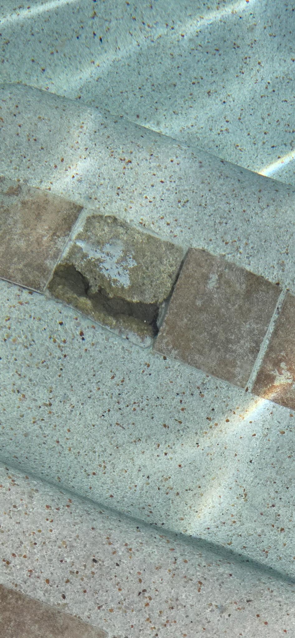 Broken tile in pool