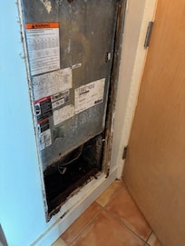 We found this wall open. It looks like maintenance was halfway done.