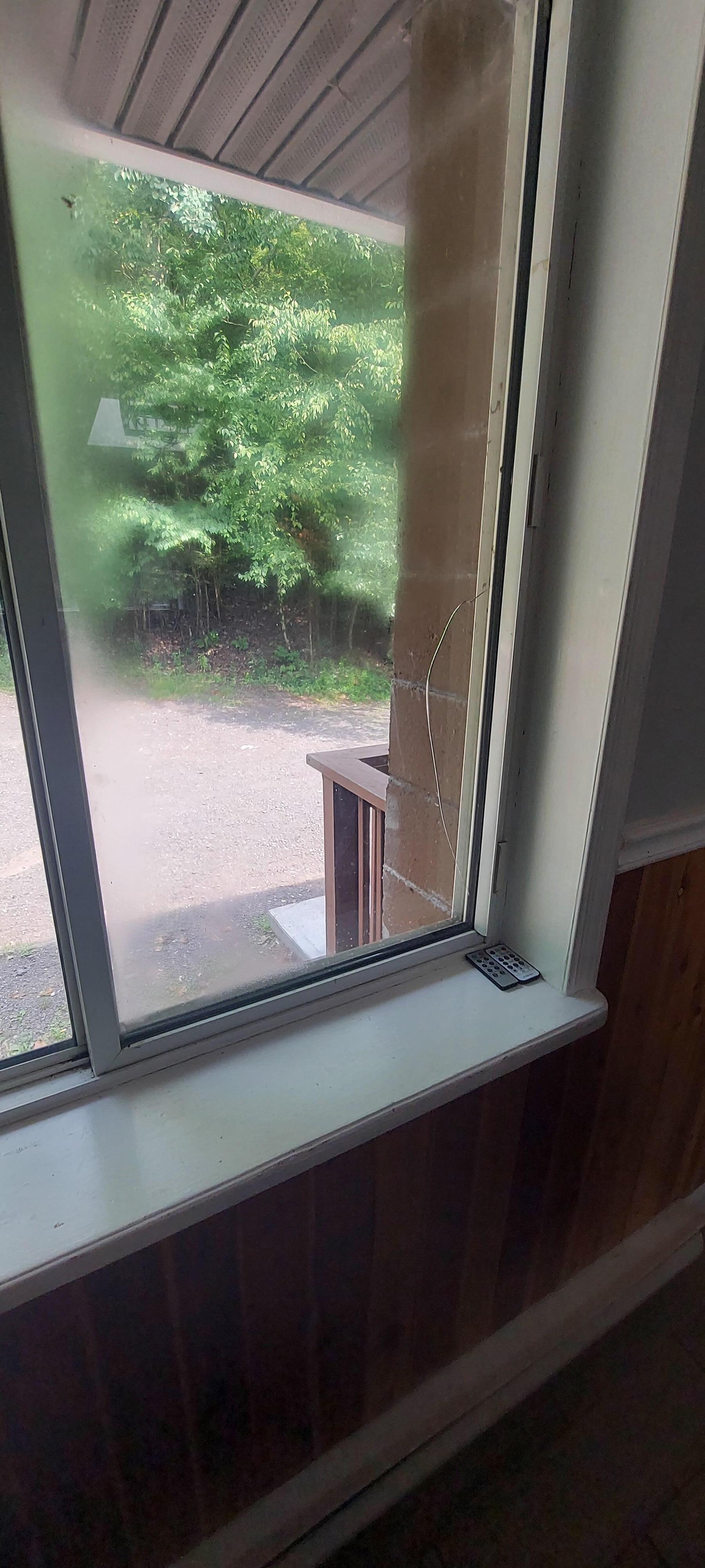 Broken window and very flithy 