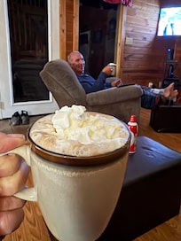Last night… hot cocoa and whipped cream!