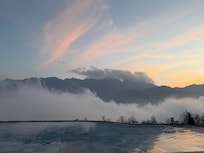 View from pool, indoor and outdoor pool