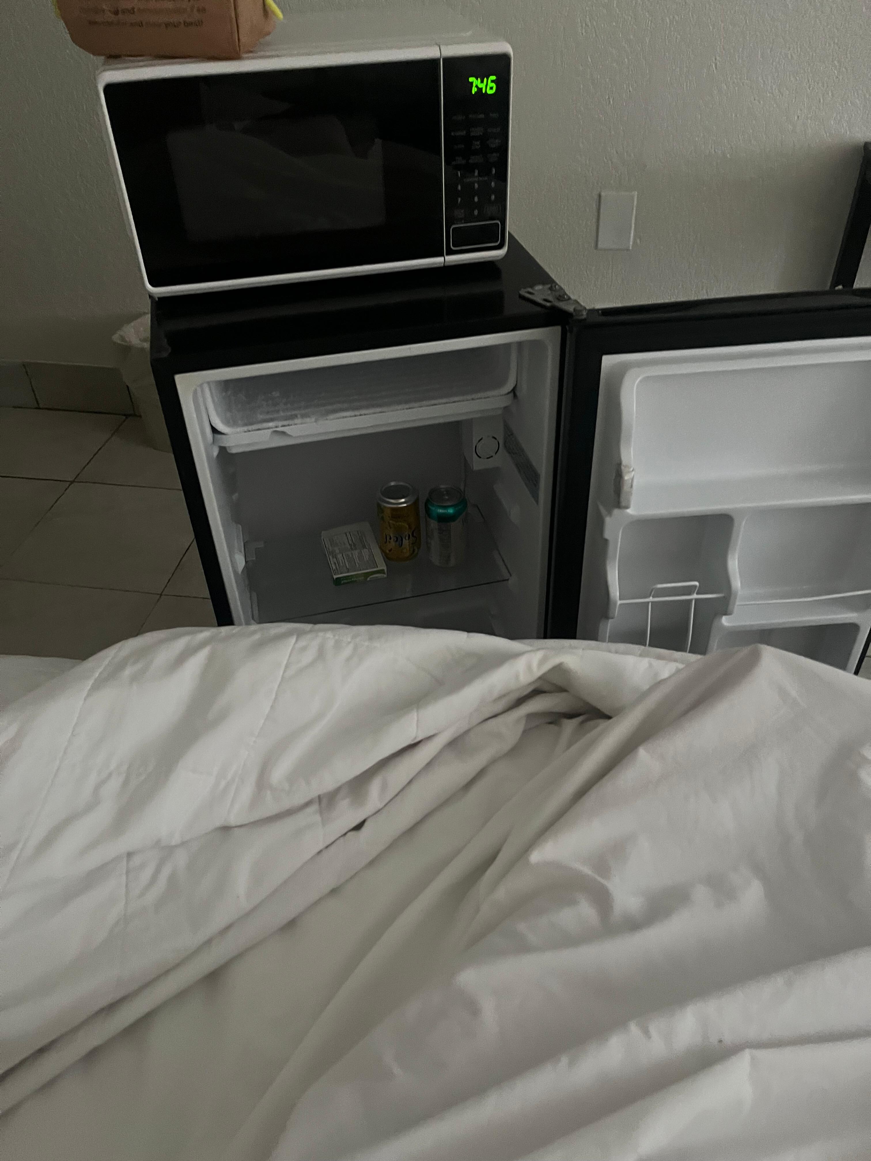 No A/C so slept with fridge open on me.