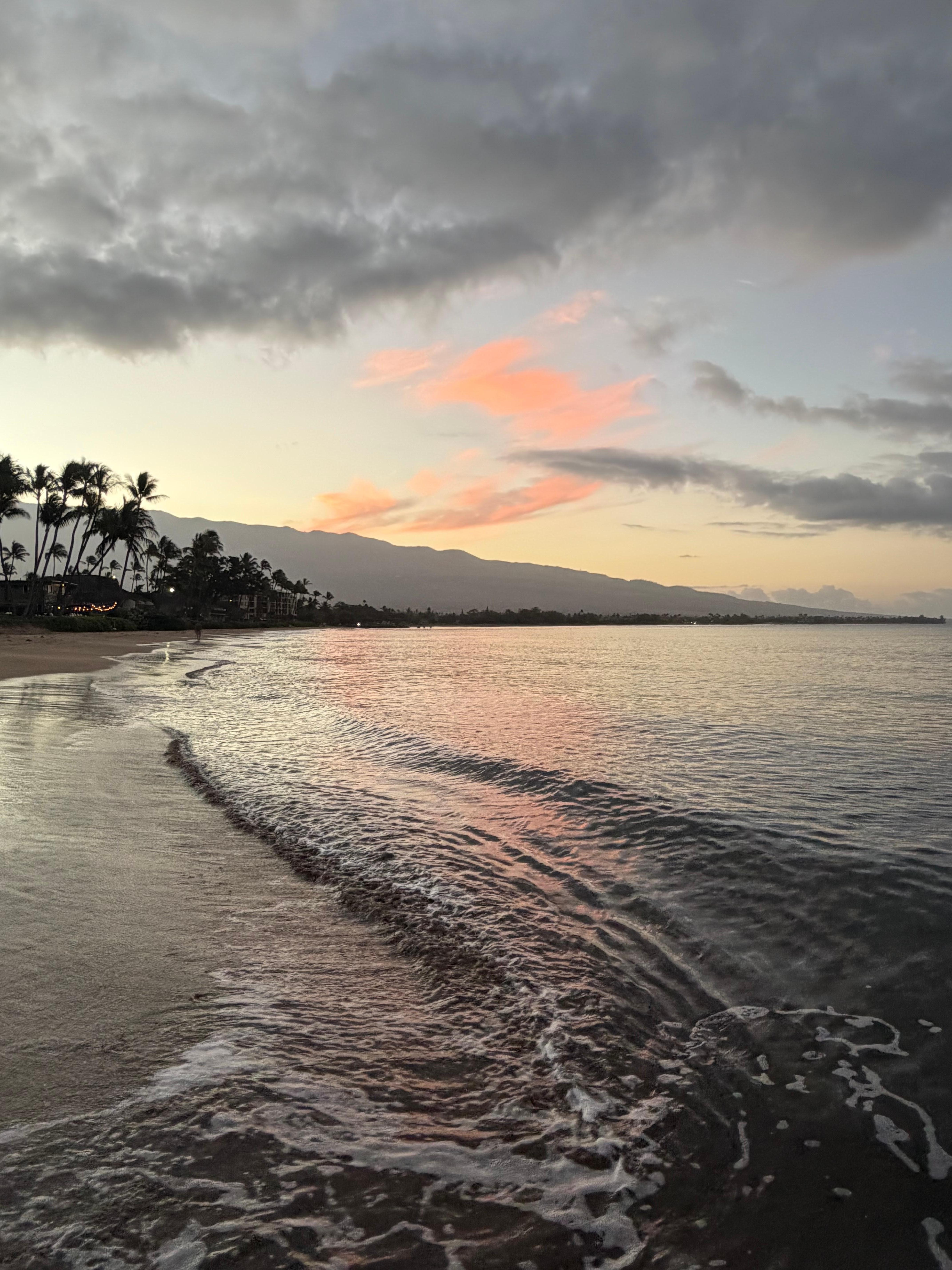 Early morning looking south down the beach in front of the condo 