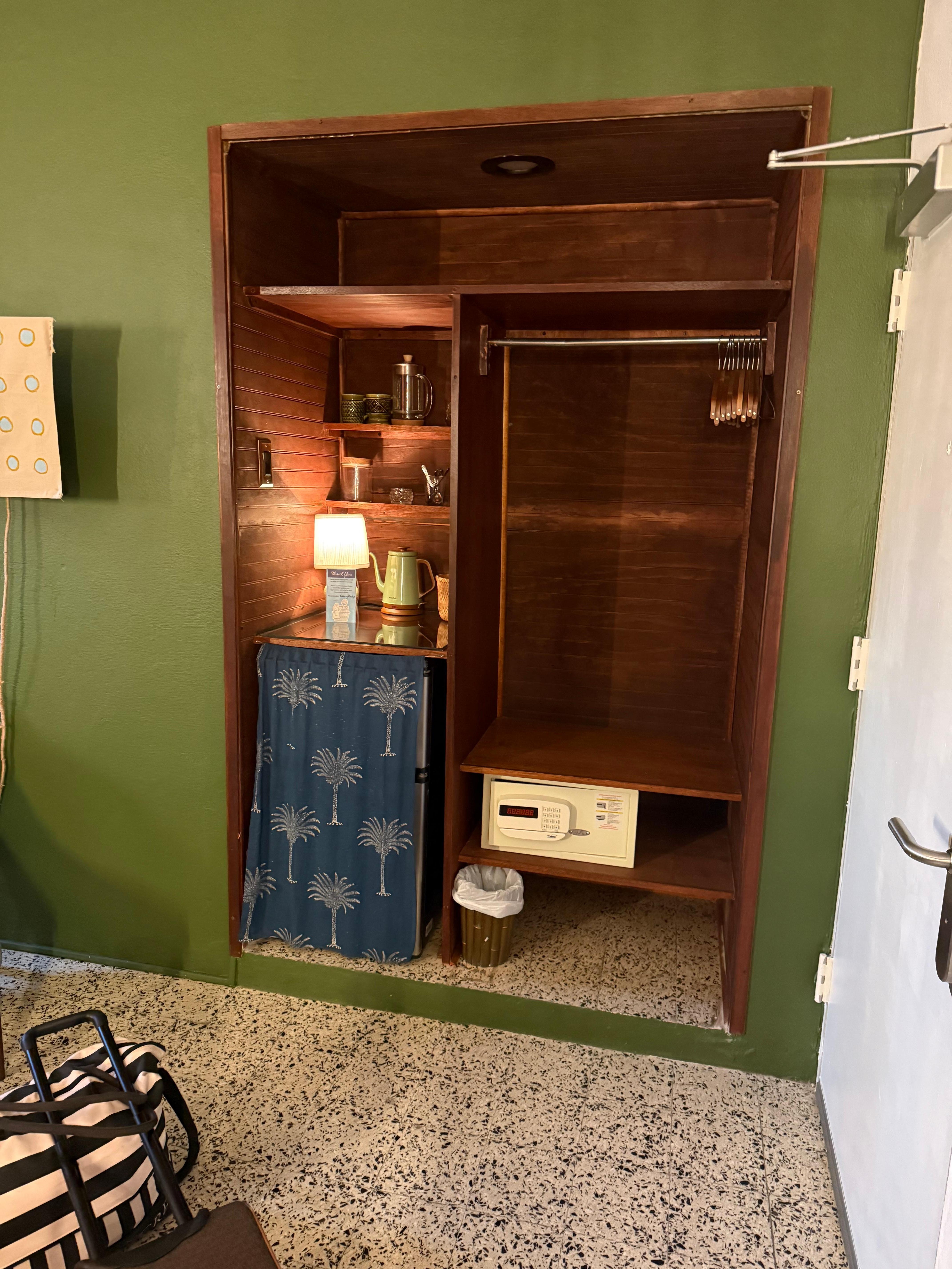 Mini refrigerator with freezer, security safe. 