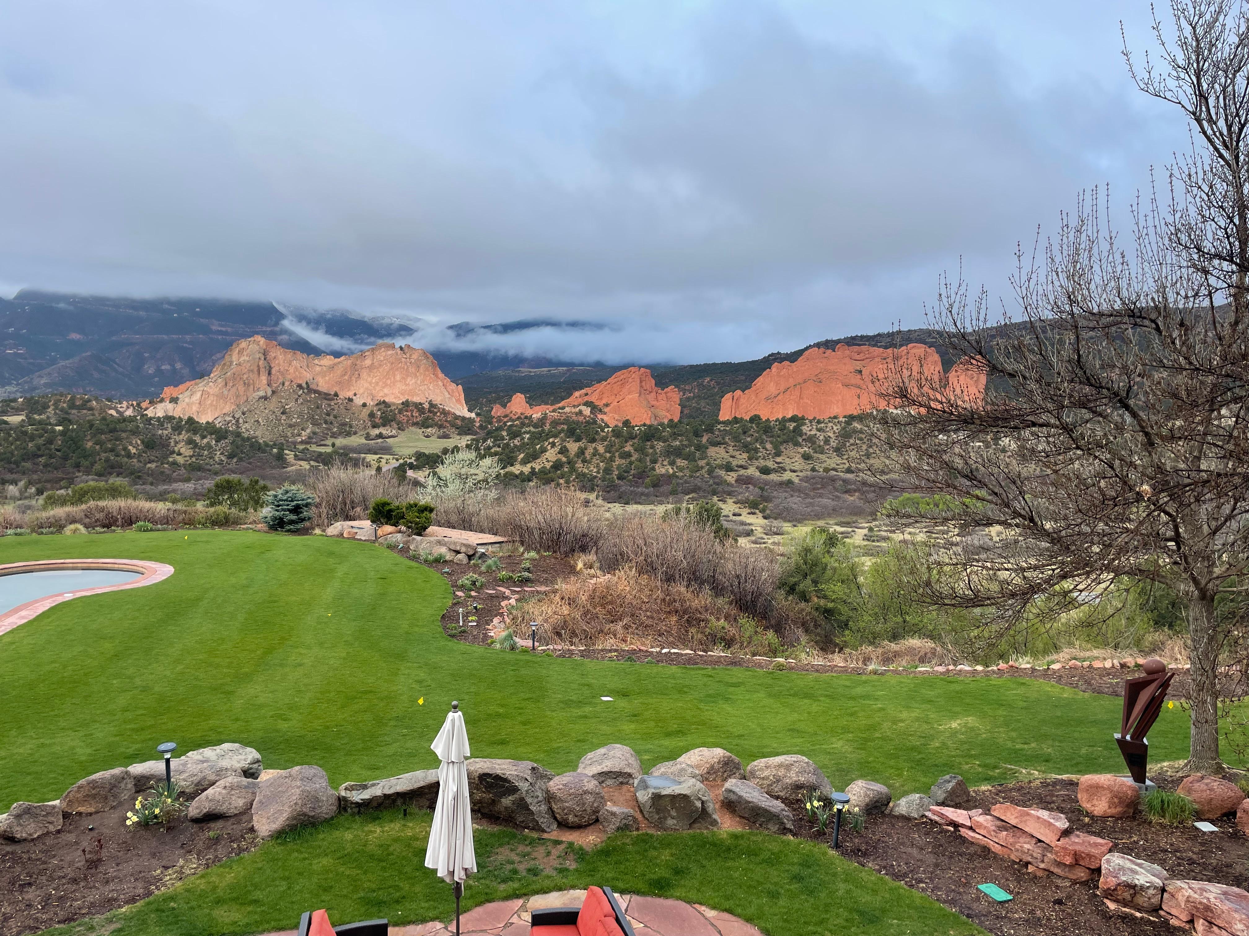 Garden of the Gods & Pikes Peak from our balcony.