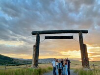 Entrance to the Crazy Bear Ranch had the most beautiful backdrop at sunset.