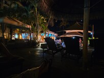 Night time bar around fire pit area