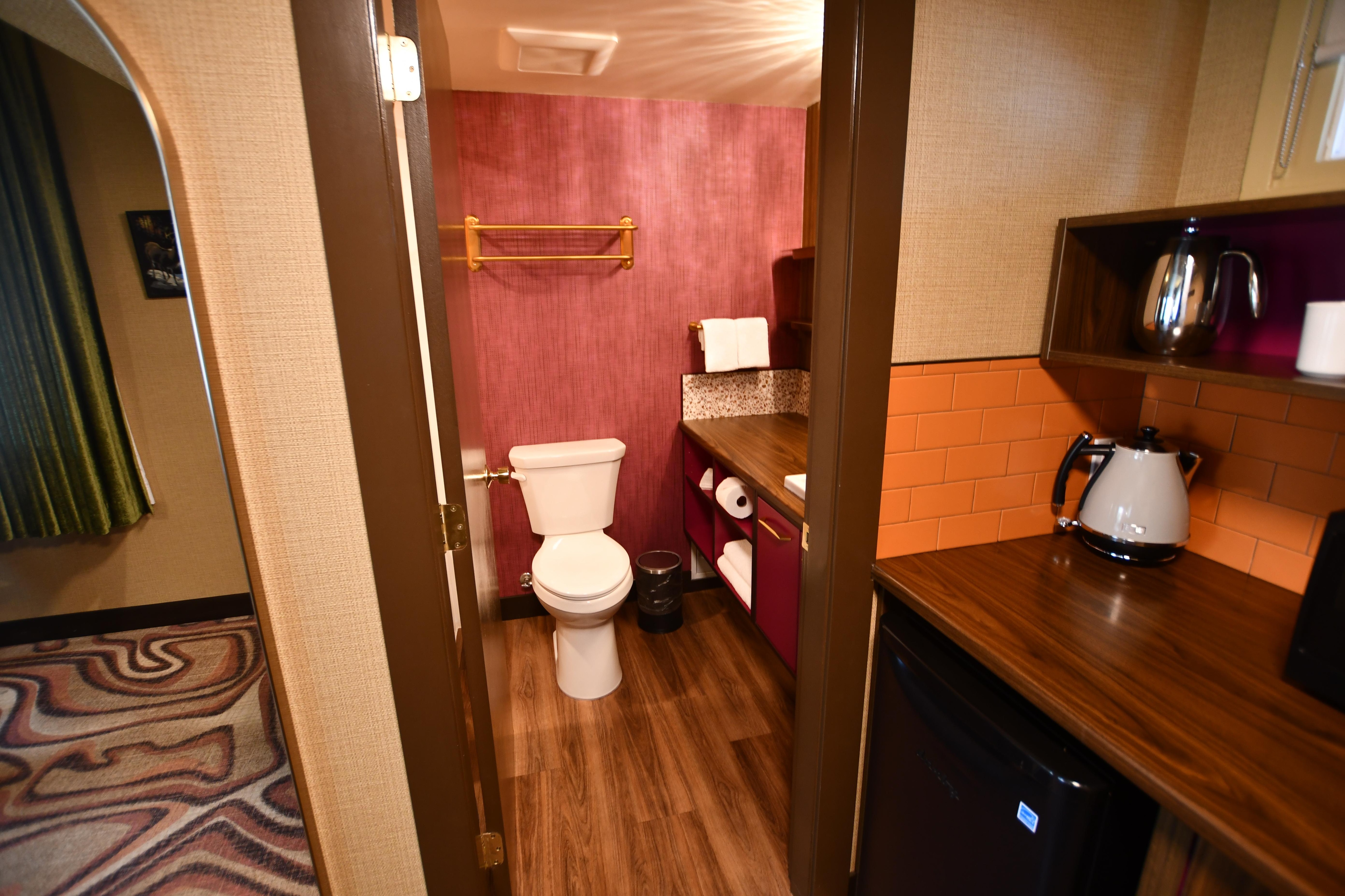 Peeking into the bathroom 