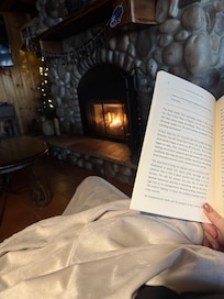 My first morning relaxing in front of the fire.