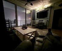 Picture from the room at night with most of the lights out. It was foggy one night and the vide was so relaxing.