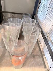 Glassware covered in dust
