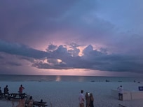 Captured lightning during a storm out to sea.