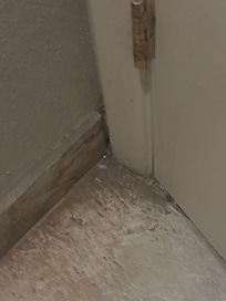 Literal dirt on the floor of the bathroom.