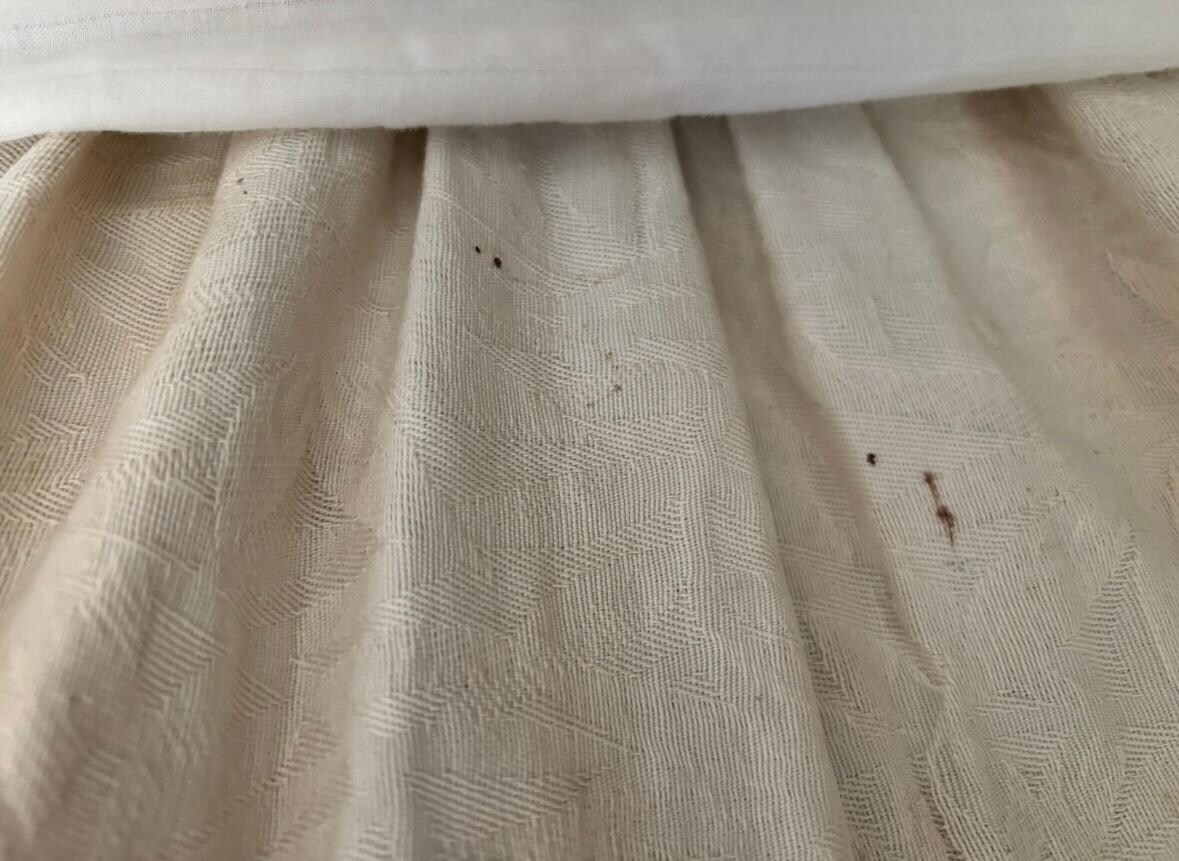 Bed skirt with bed bug stains