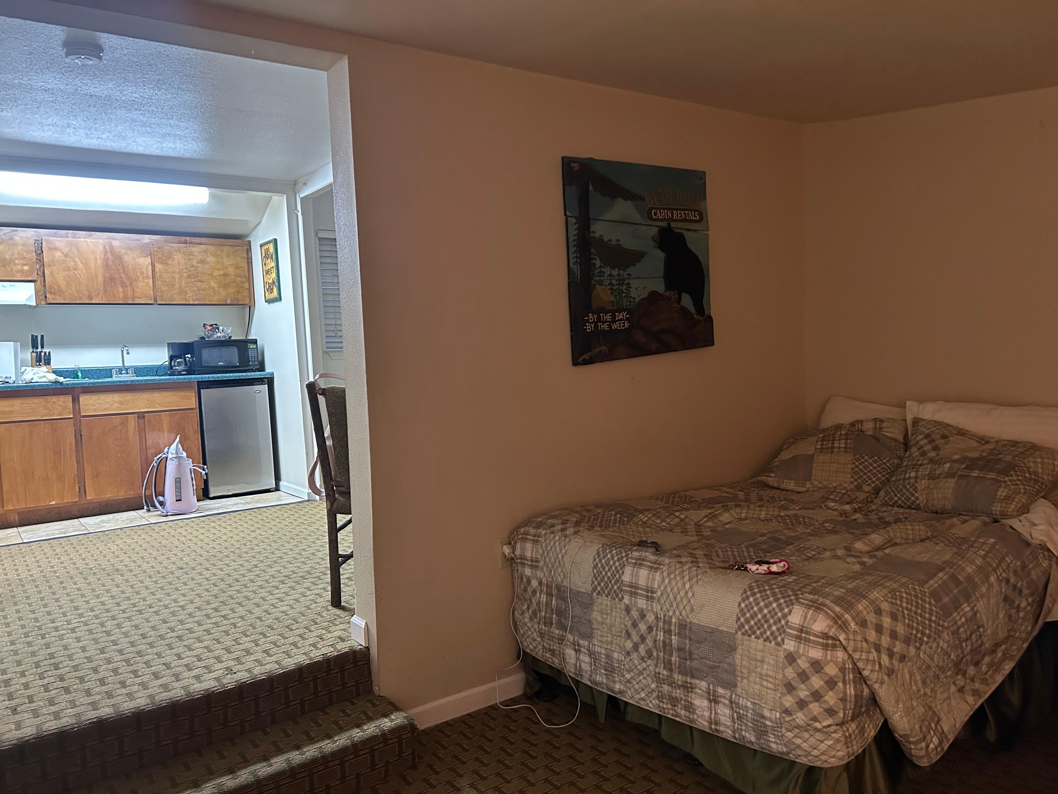 Bedroom back room is the kitchen