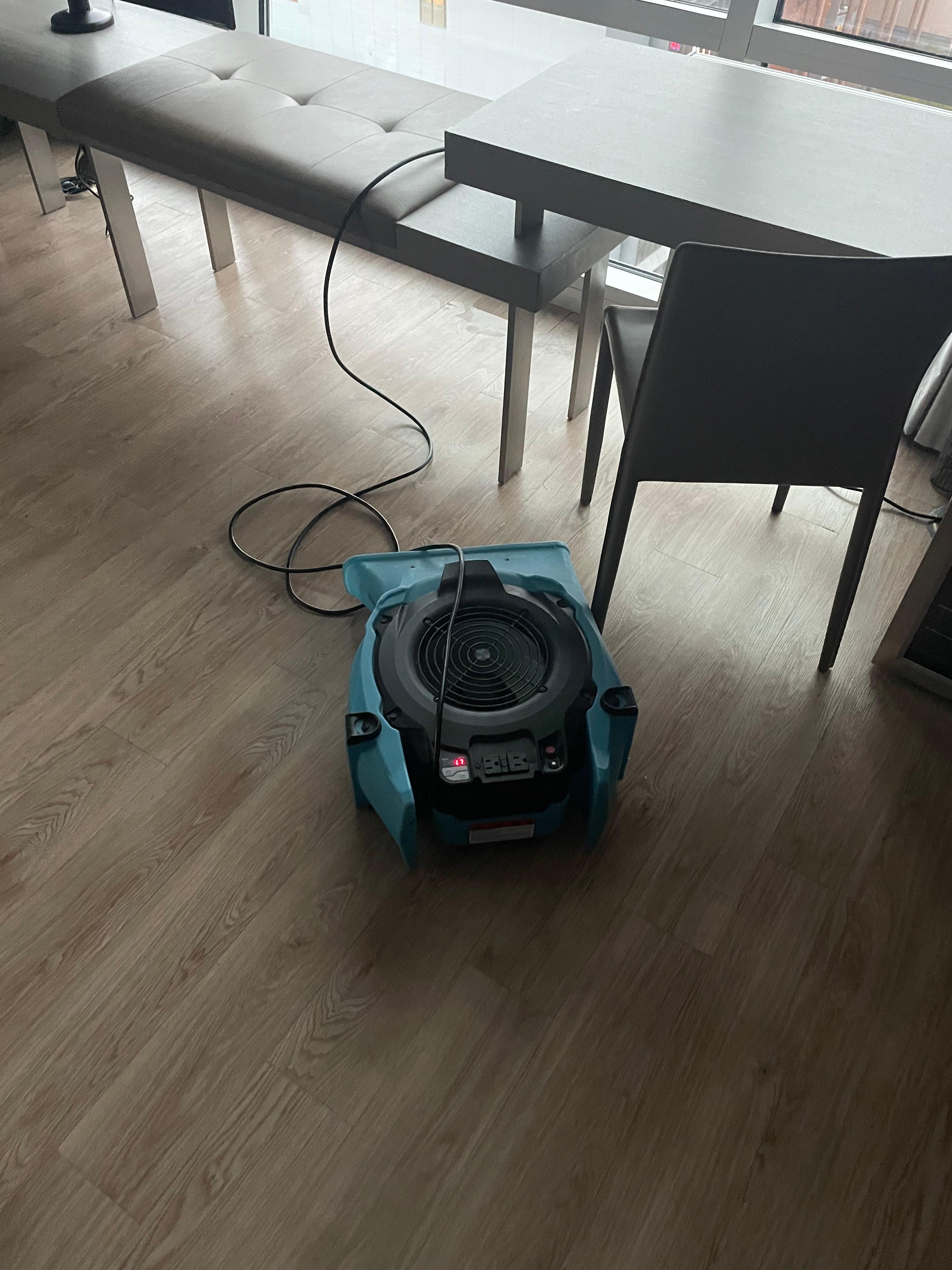 Loud blower to try to dry water