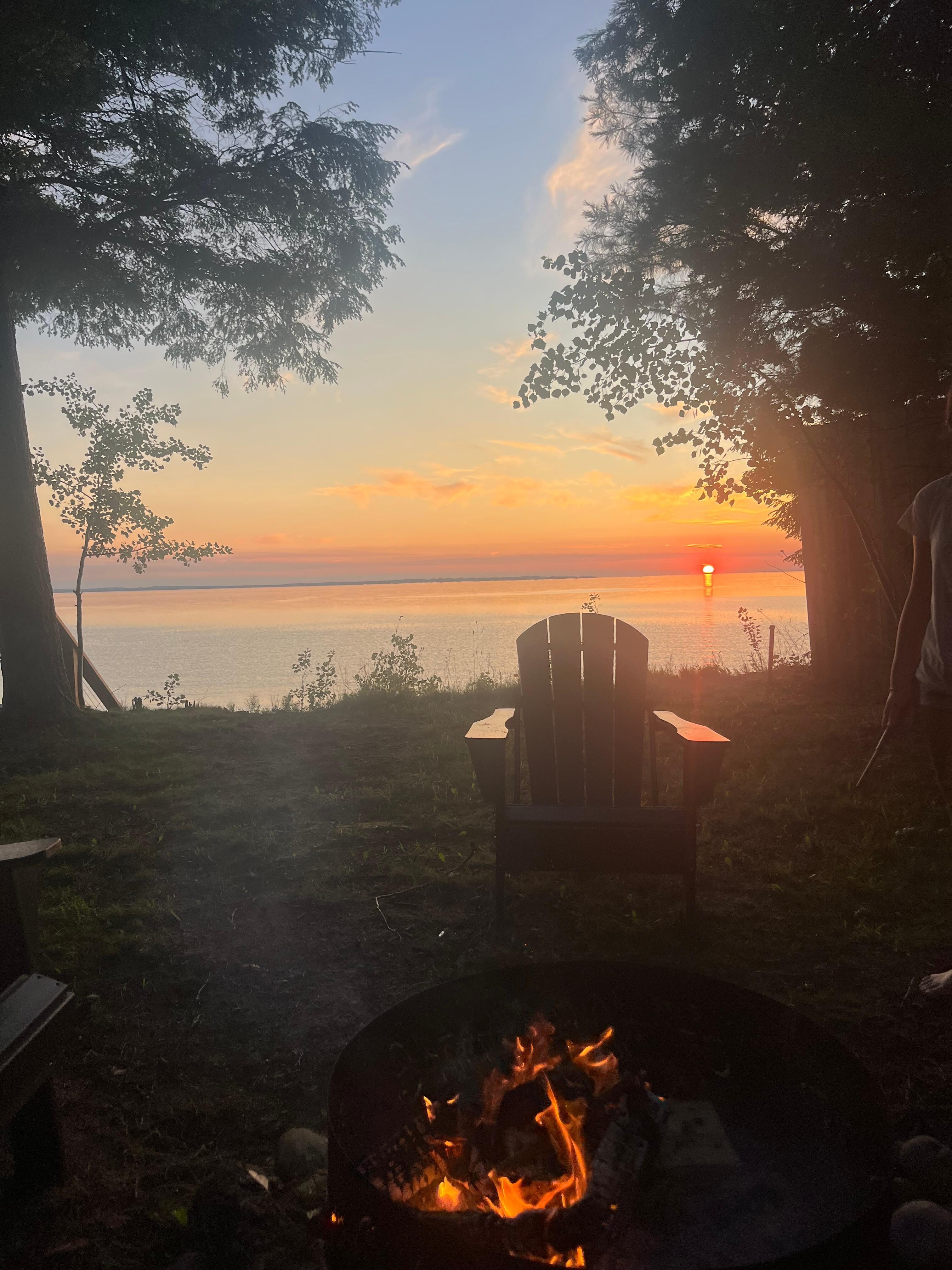 View of lake from the back yard