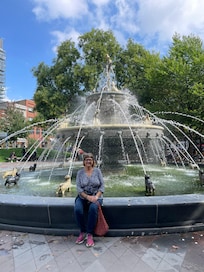 Dog fountain on walking tour.
