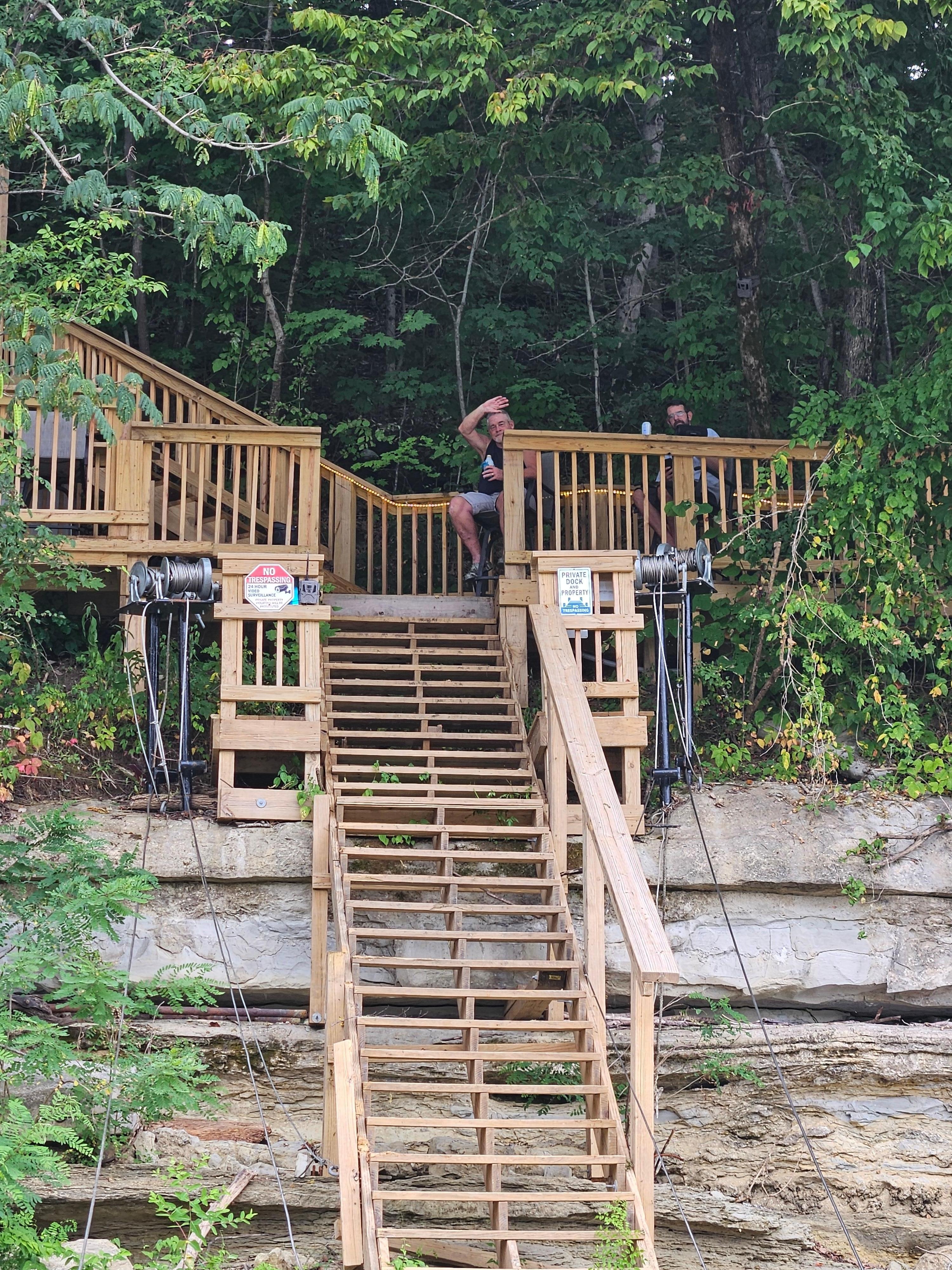 The steps to the dock.