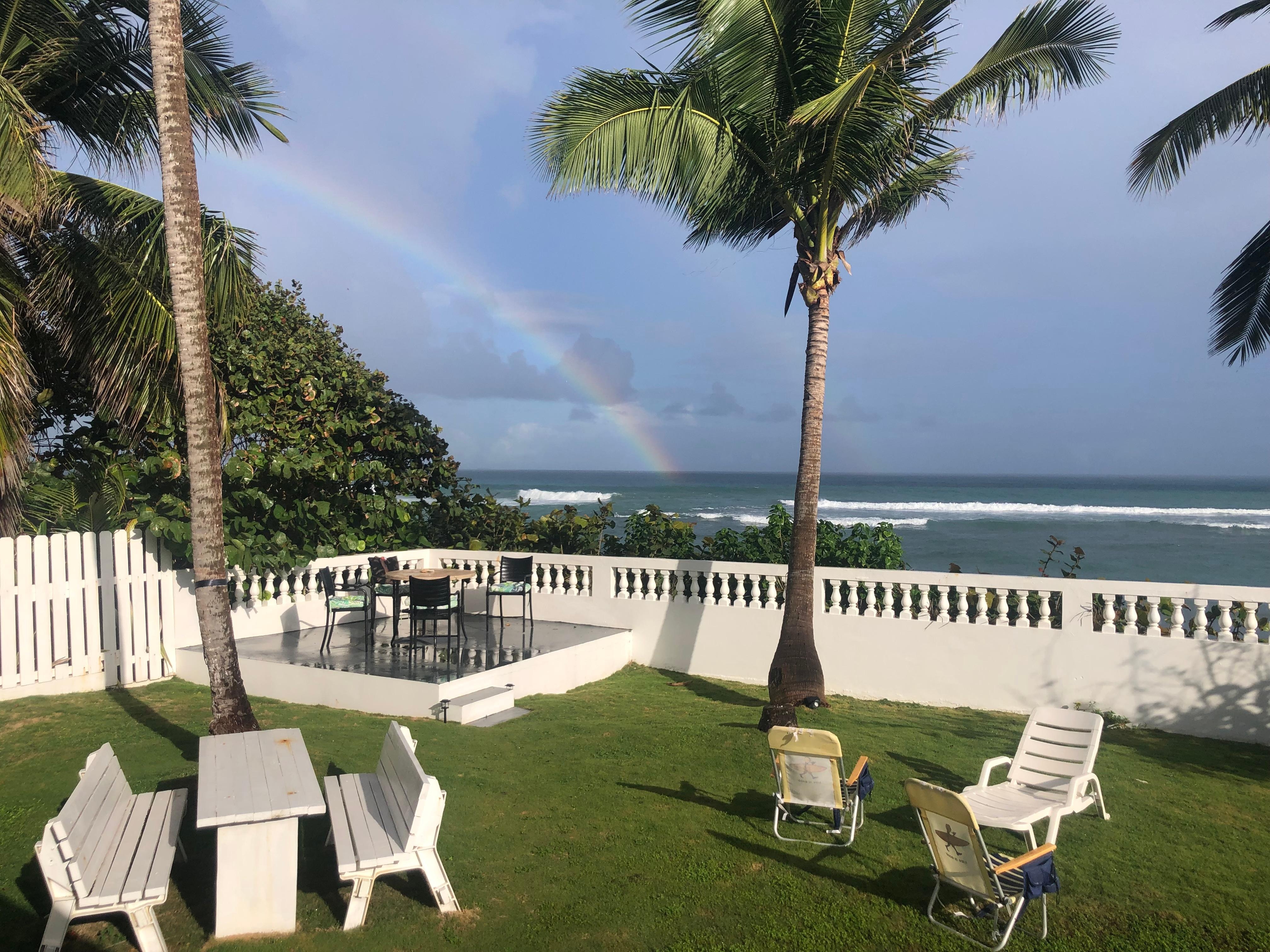 Early morning double rainbow