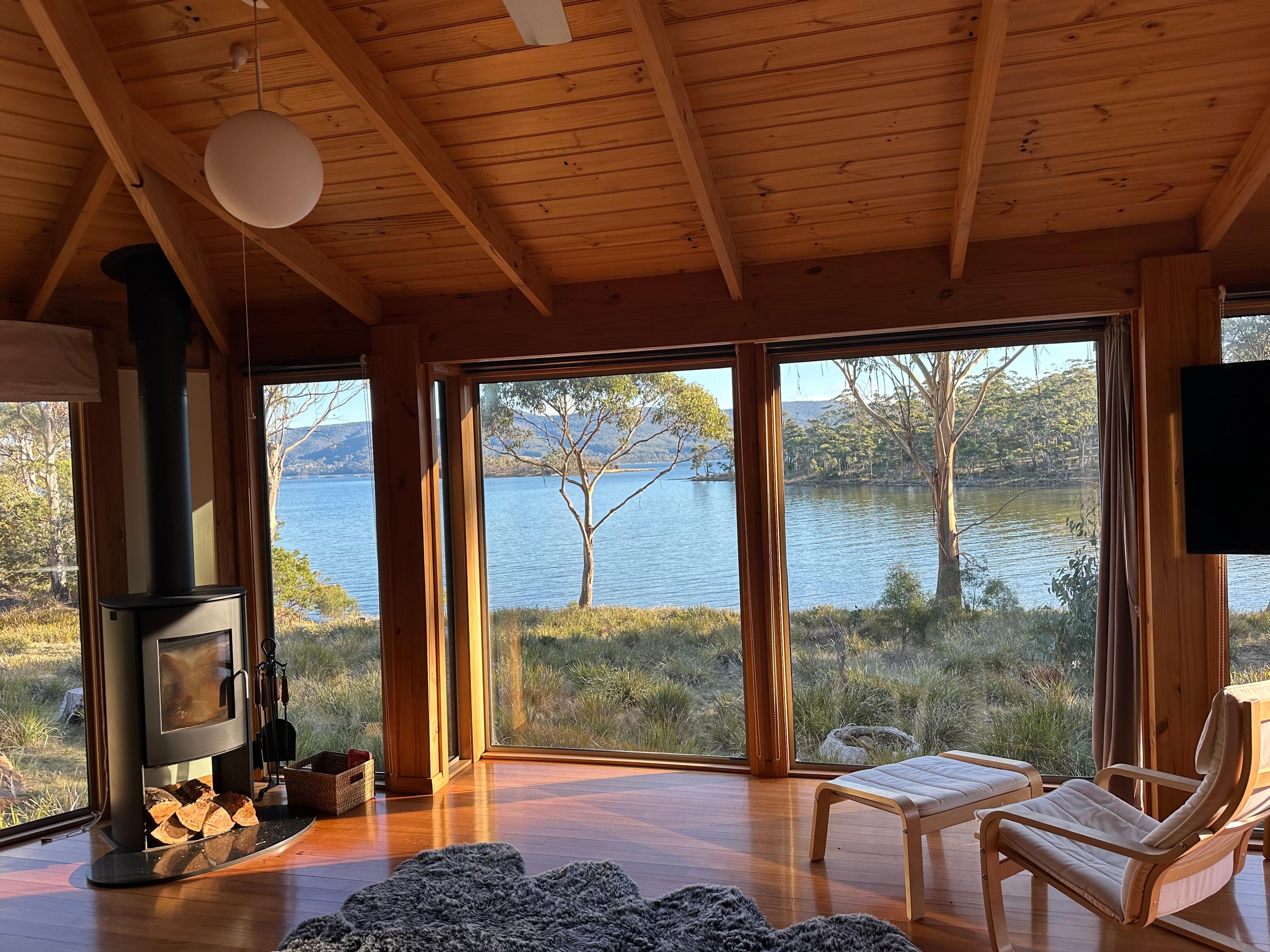 Inside of the house with the view 