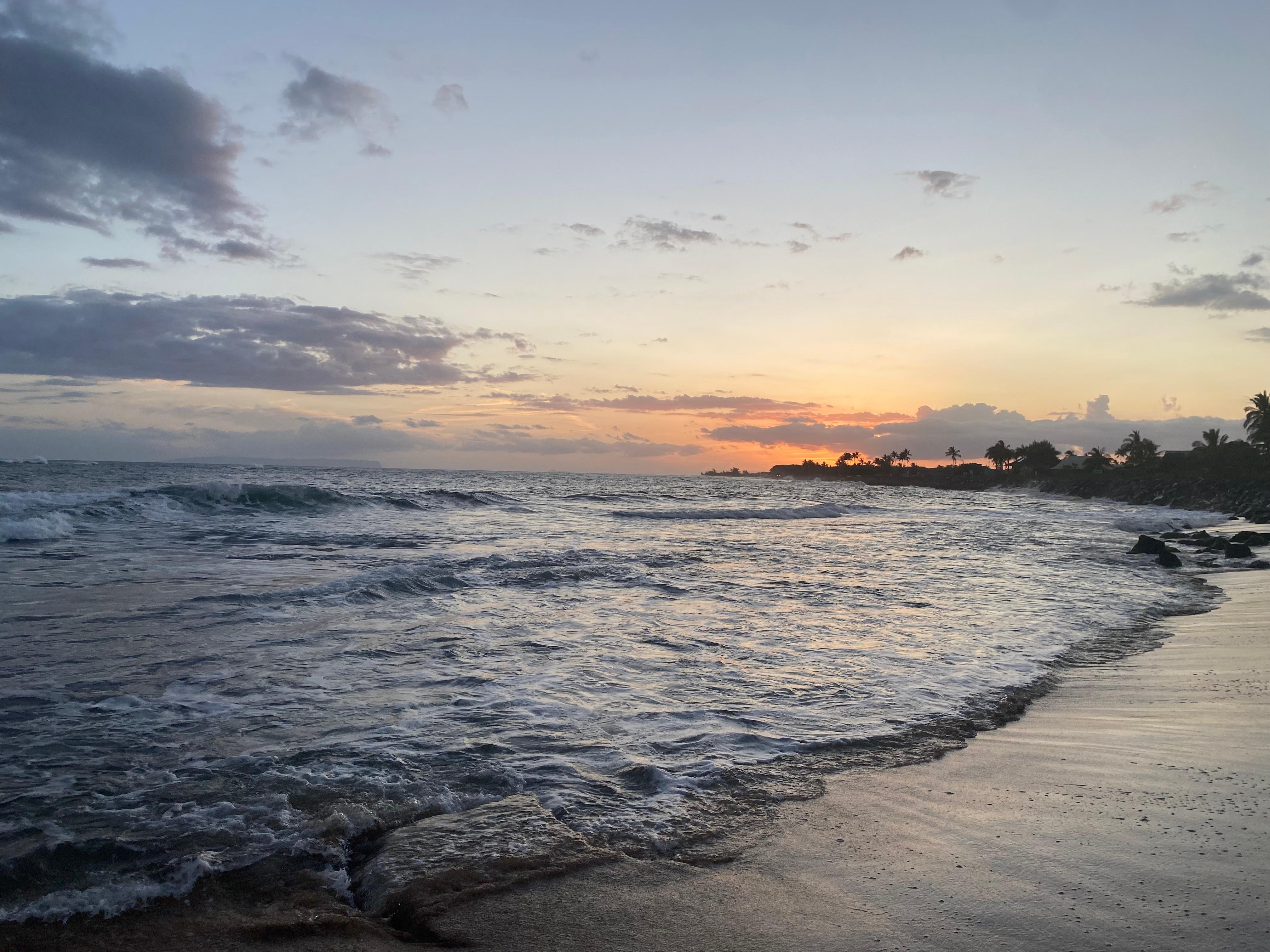 Sunset while walking Kekaha Beach, a very short walk from the house. 