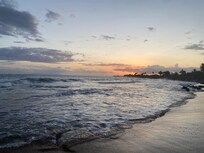Sunset while walking Kekaha Beach, a very short walk from the house.