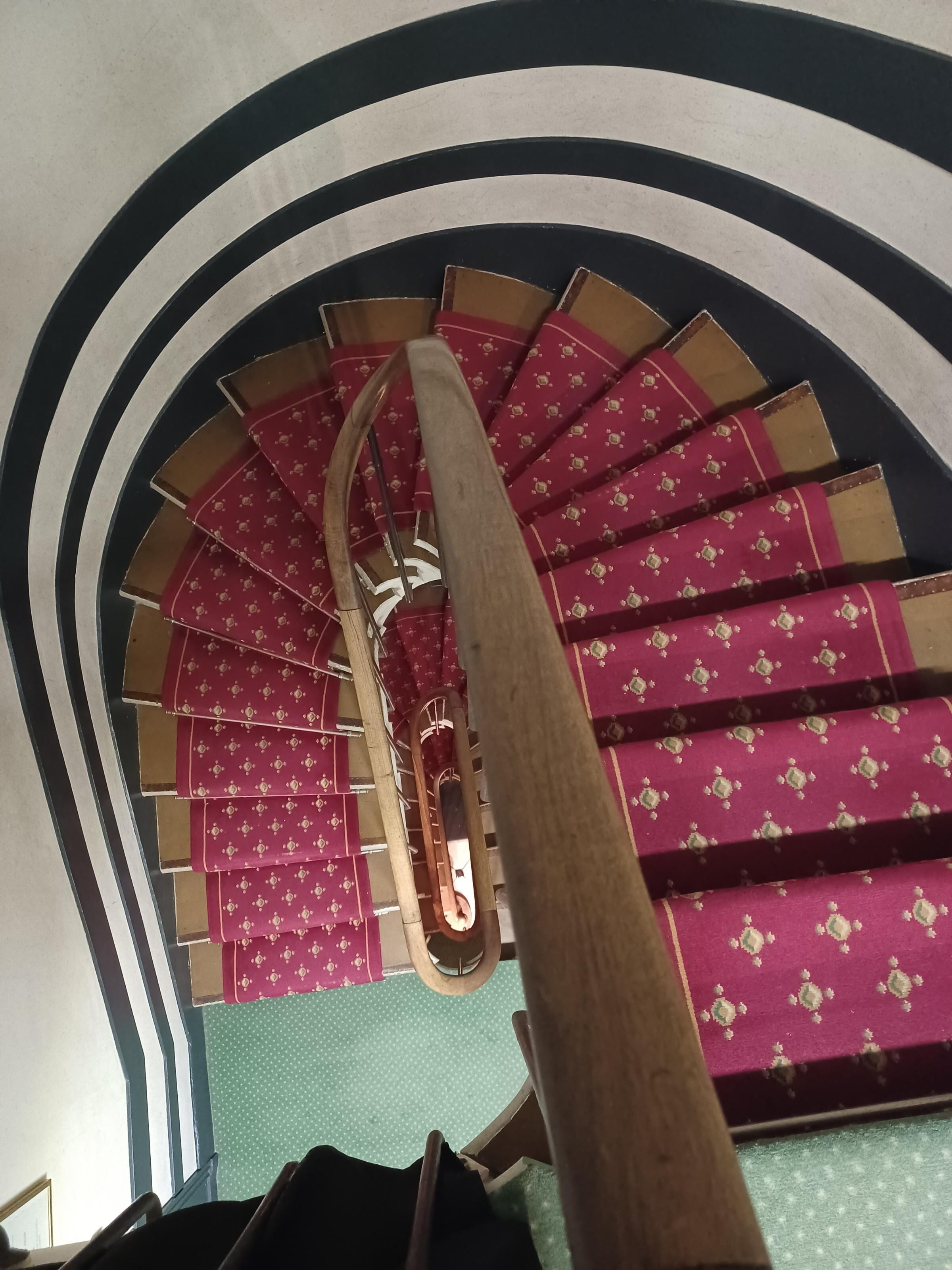 The stairs, we were on the top floor.