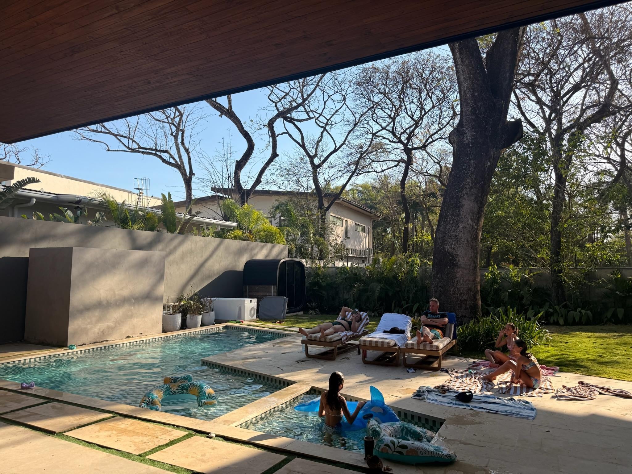 Jacuzzi, sauna and cold plunge, covered patio - has everything and more