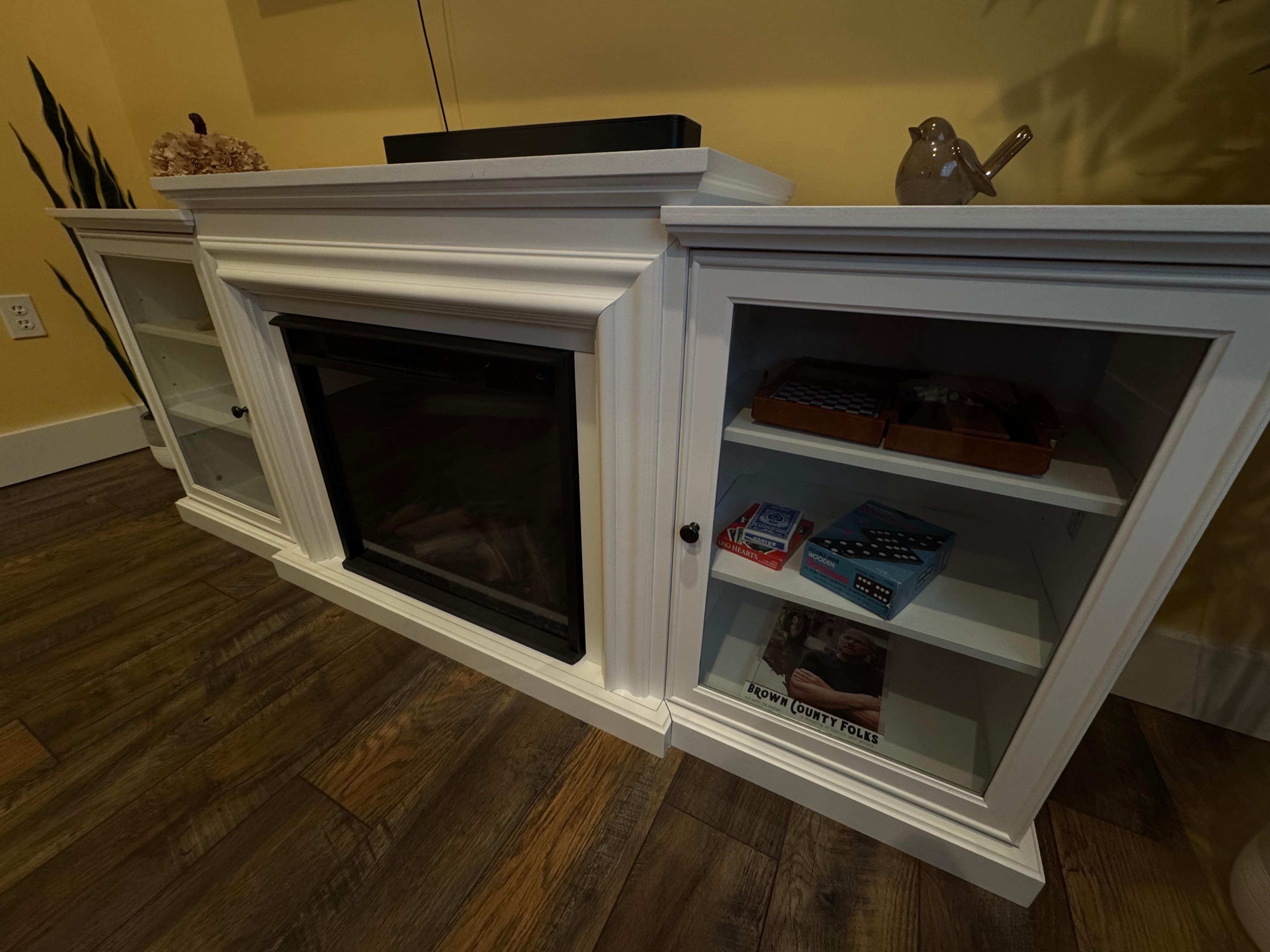 Fireplace and games for a cozy night in. 