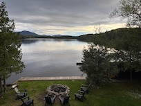 View of the waterfront, with fire pit.