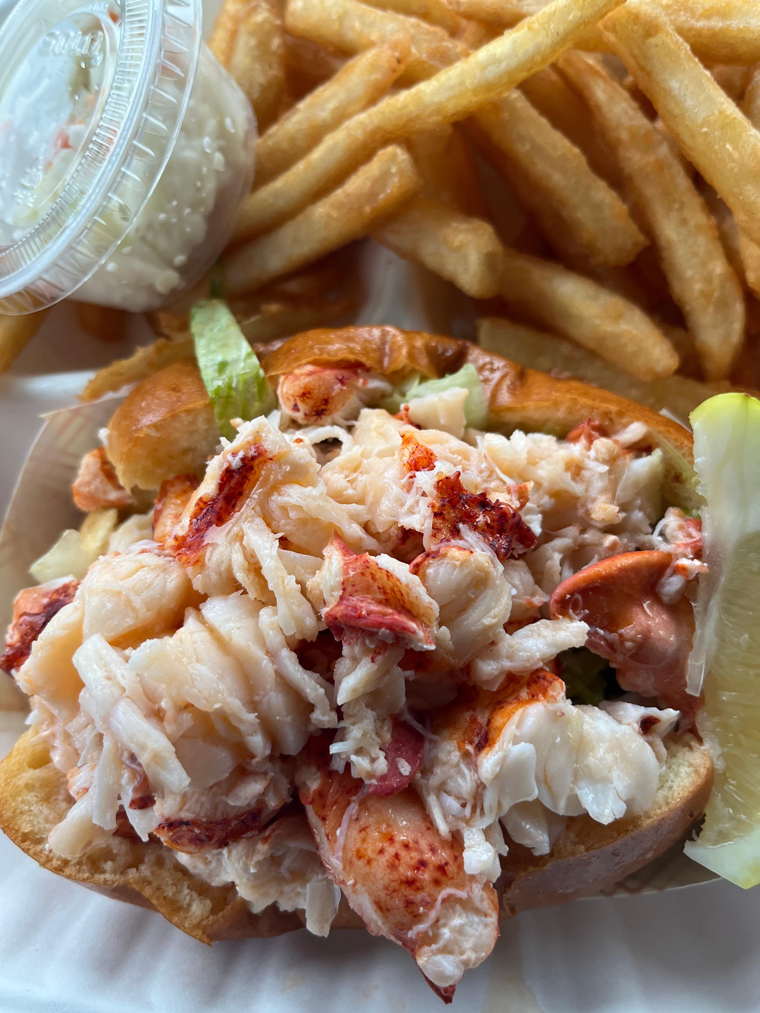 Lobster roll from Chatham Fishing Pier-  buy fresh seafood - kitchen has what you need