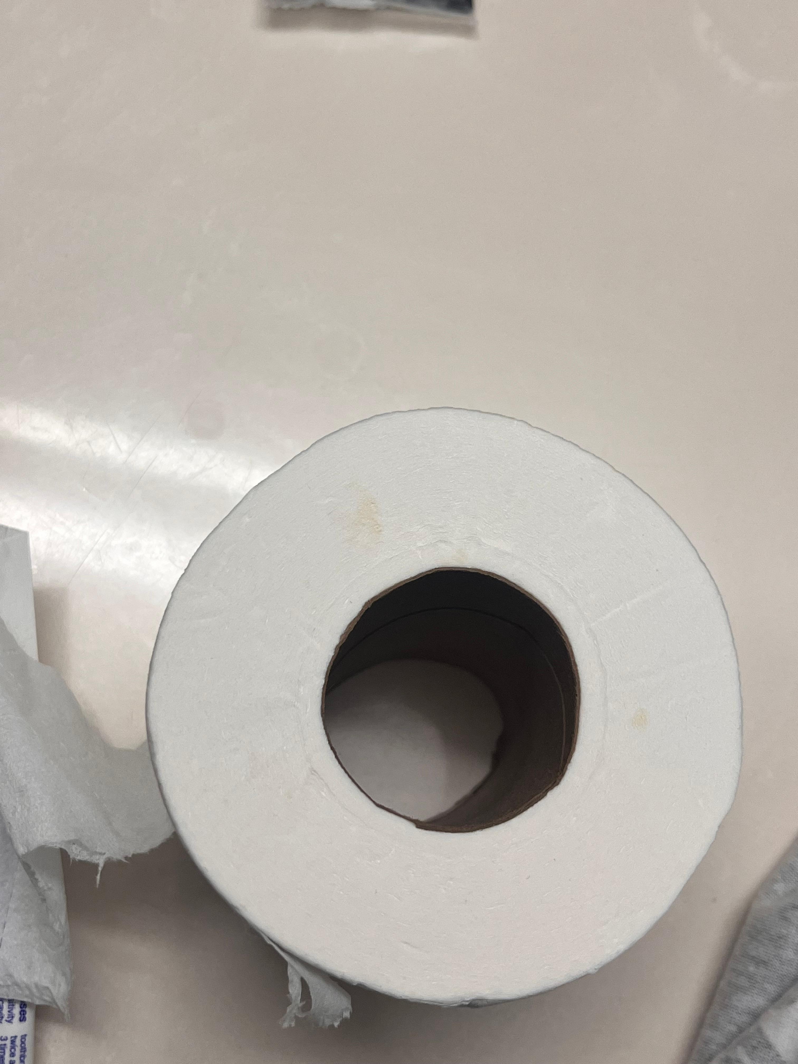 Stains on the toilet tissue 