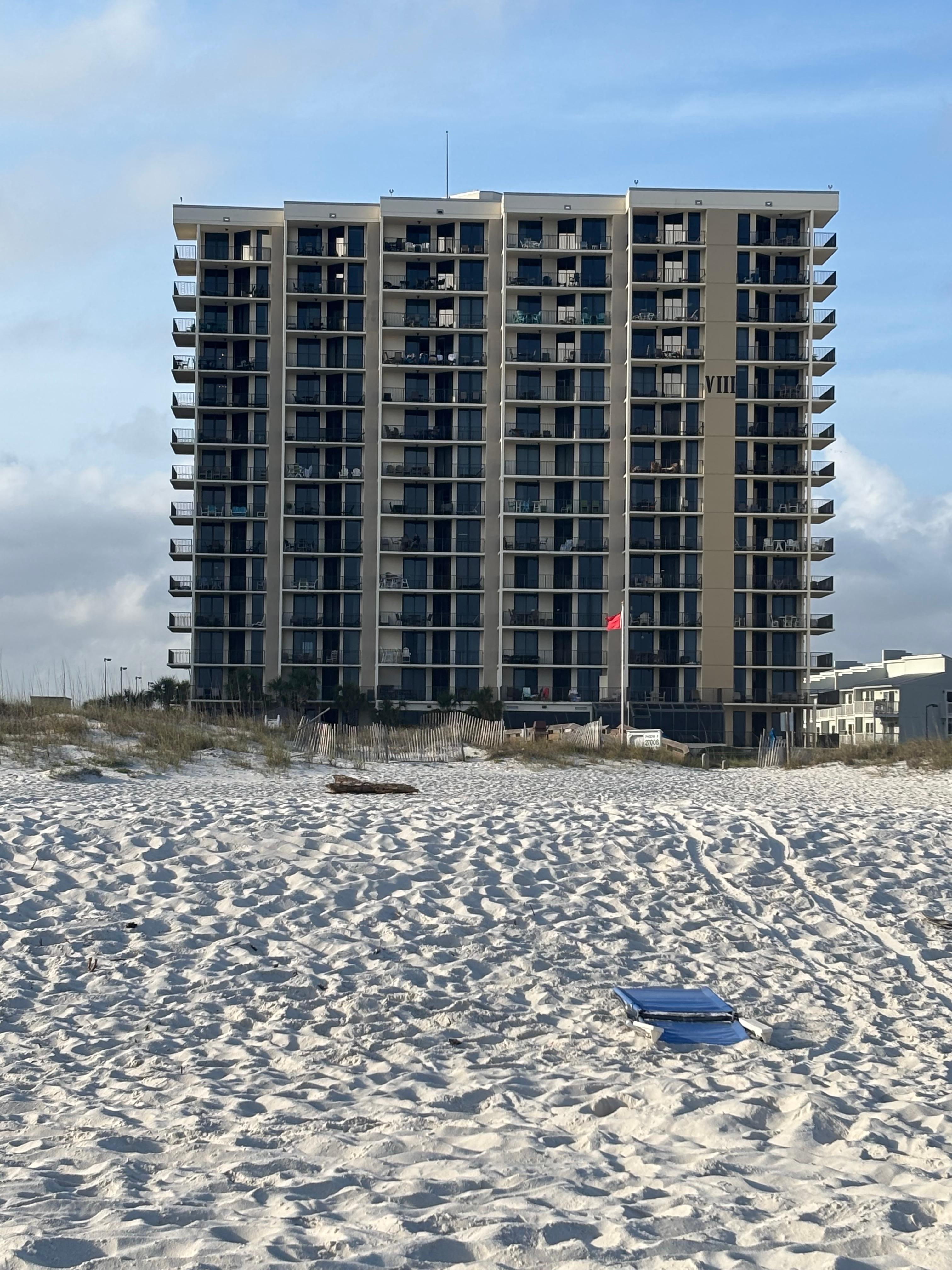 Exterior of the building from the beach