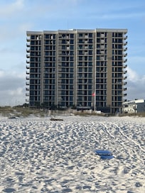 Exterior of the building from the beach