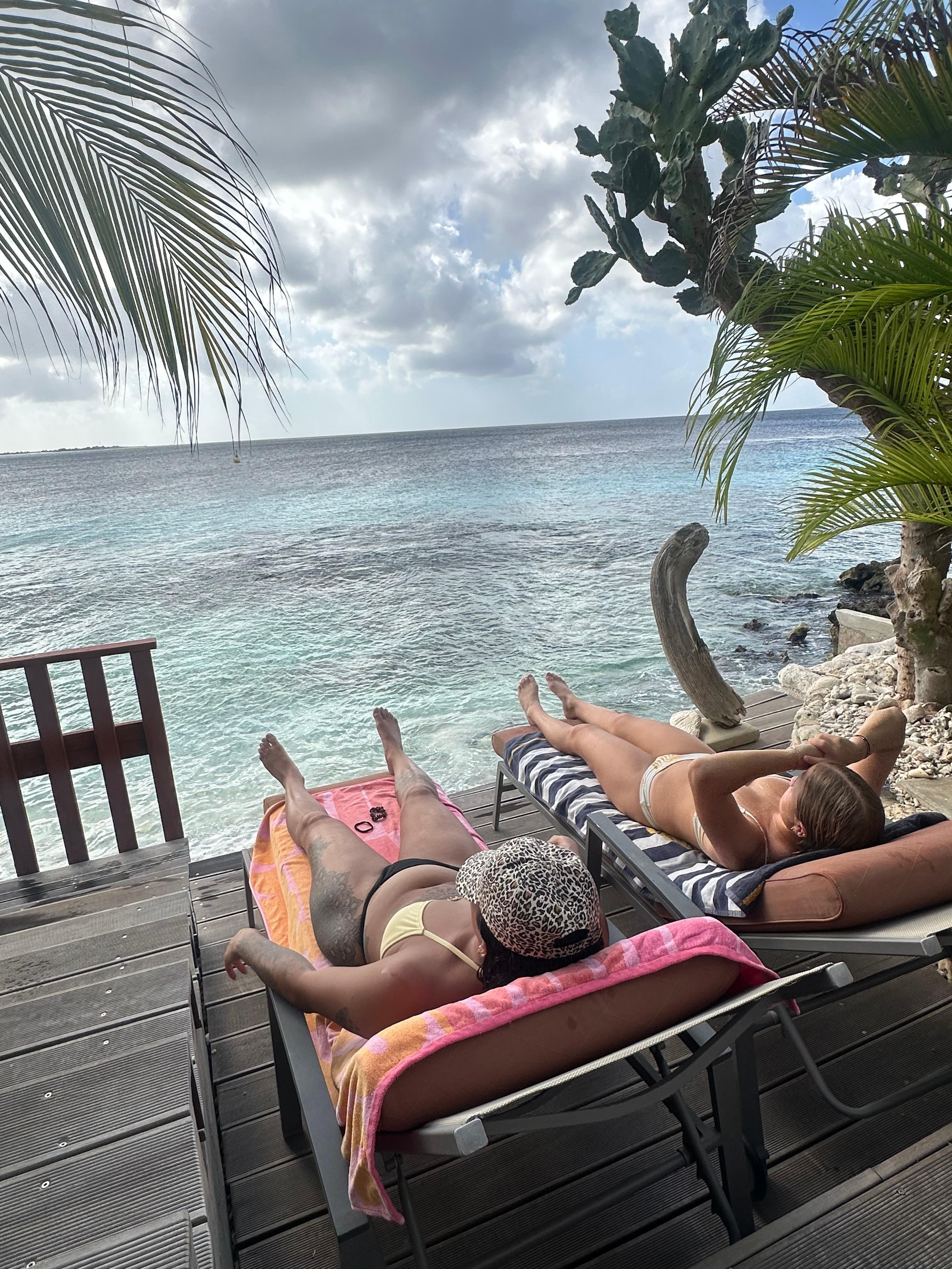 Sunning on the lower deck