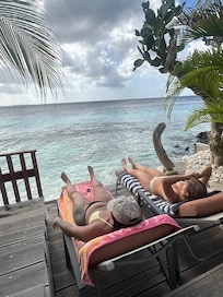 Sunning on the lower deck