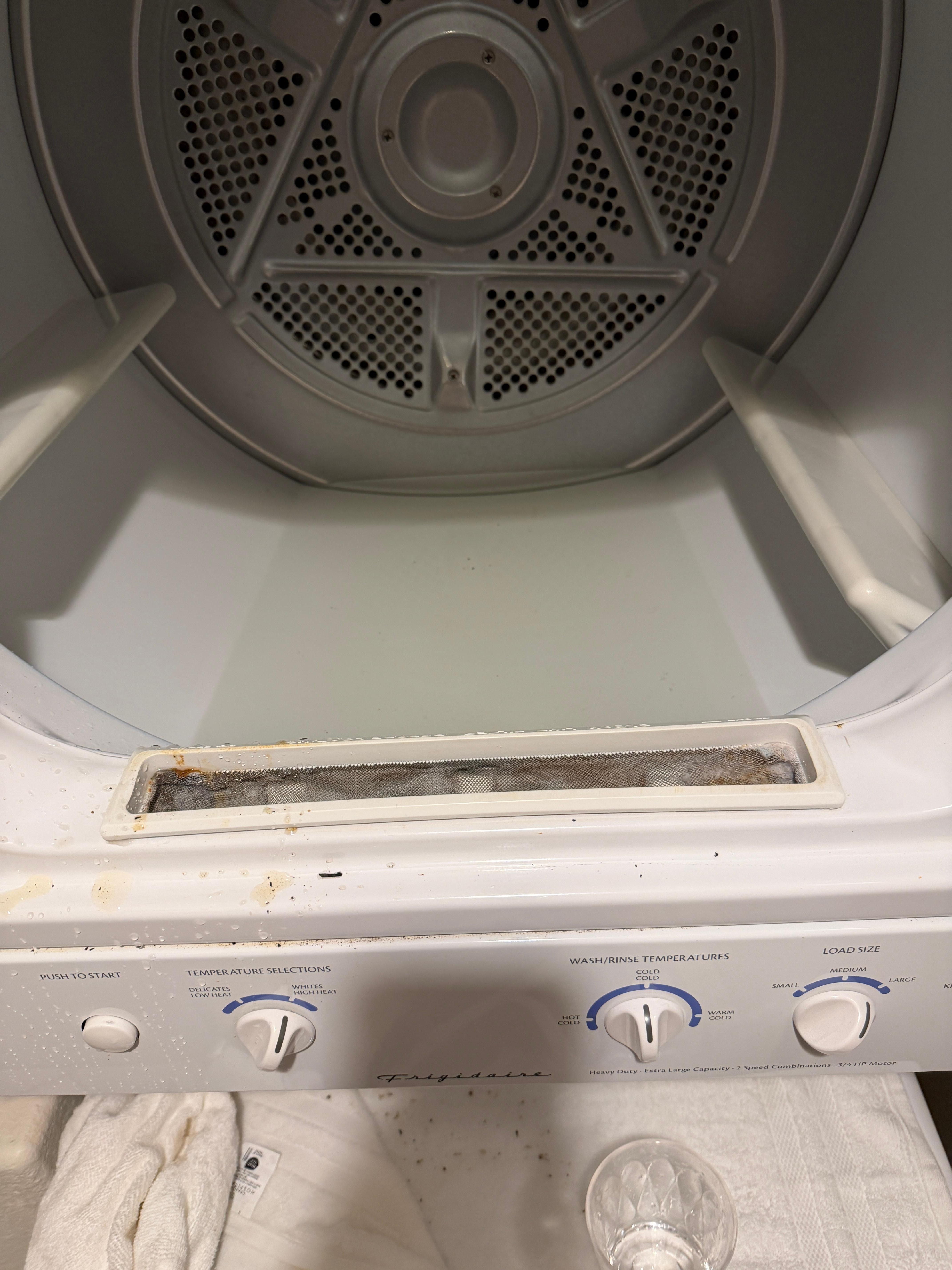 Water pooling in clothes dryer
