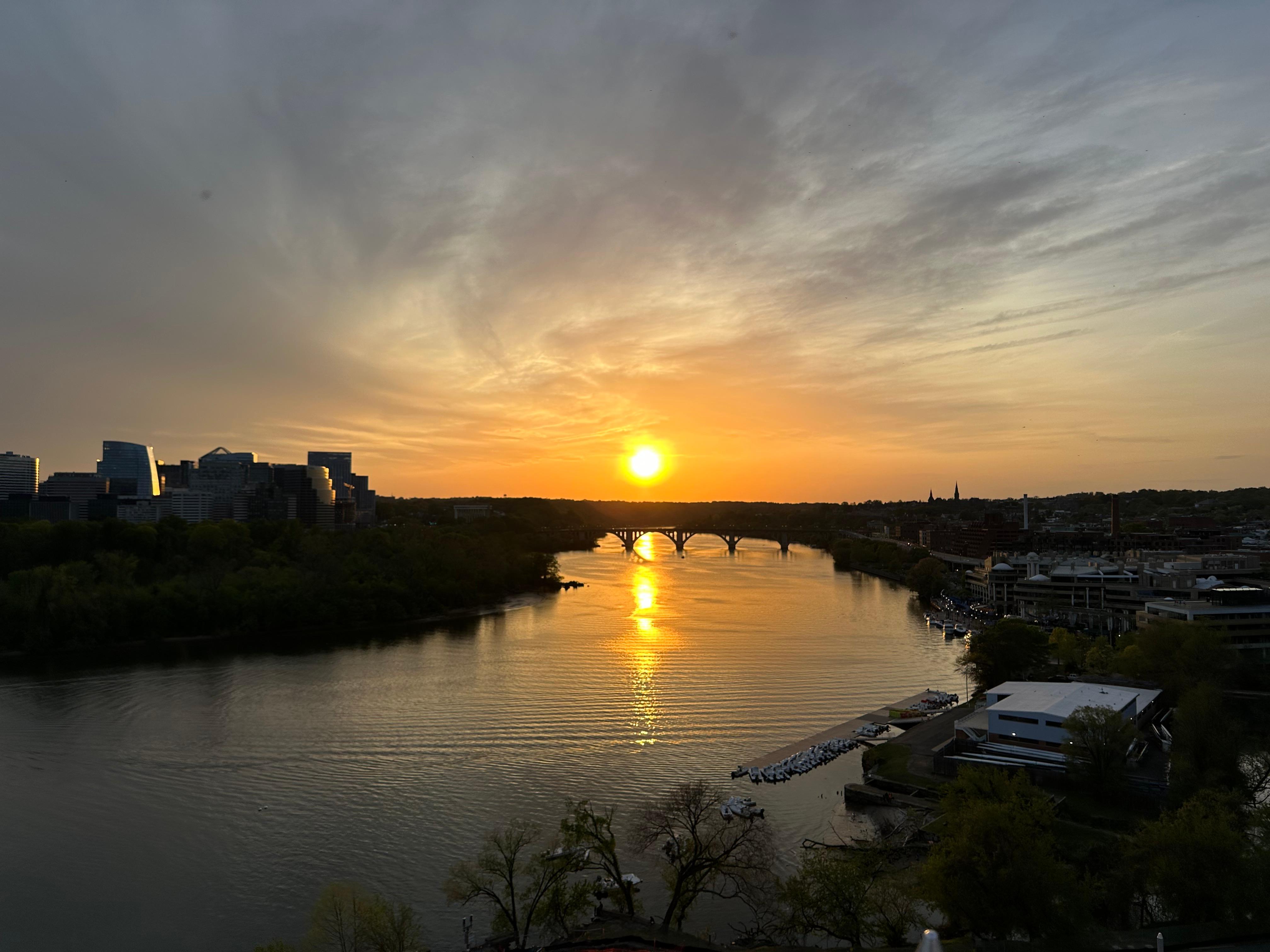 Sunset view from rooftop bar.